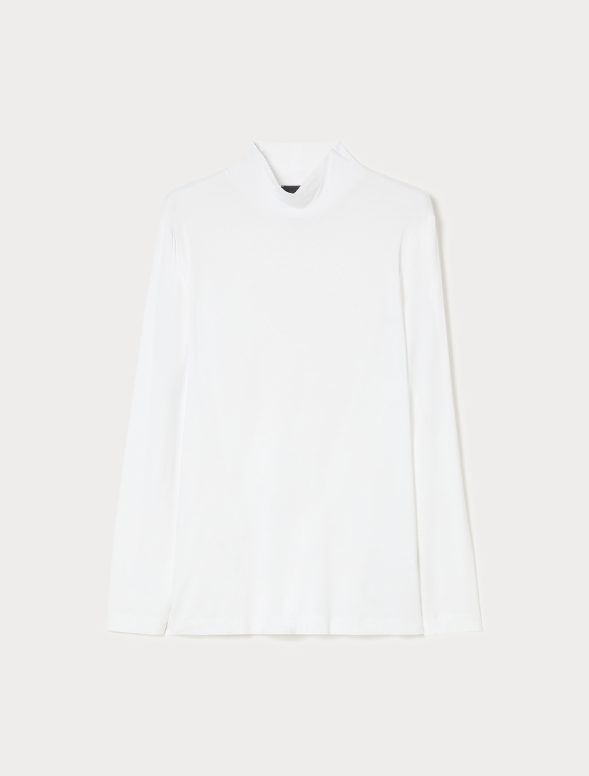 T-shirt a lupetto in jersey - BIANCO - Marina Rinaldi
