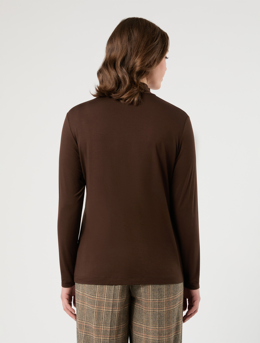 Jersey mock-neck T-shirt - COCOA - Marina Rinaldi - 4