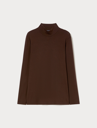Jersey mock-neck T-shirt - COCOA - Marina Rinaldi - 1