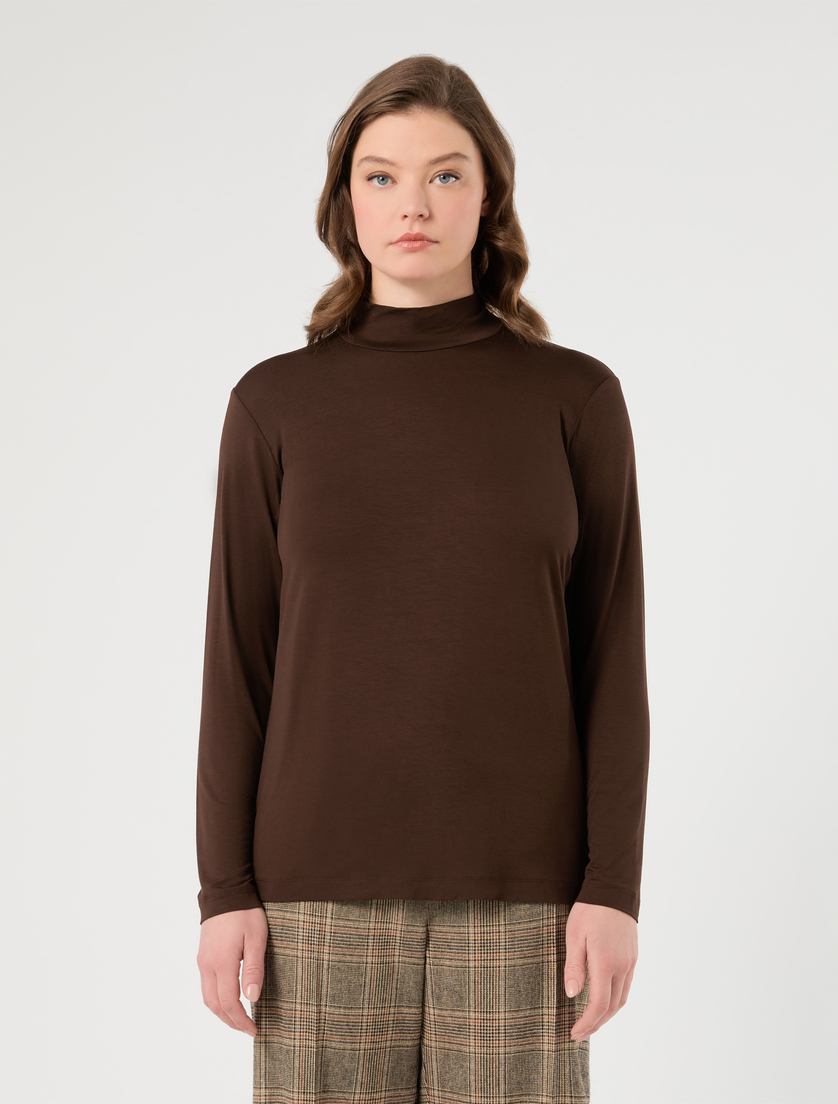 Jersey mock-neck T-shirt - COCOA - Marina Rinaldi - 3