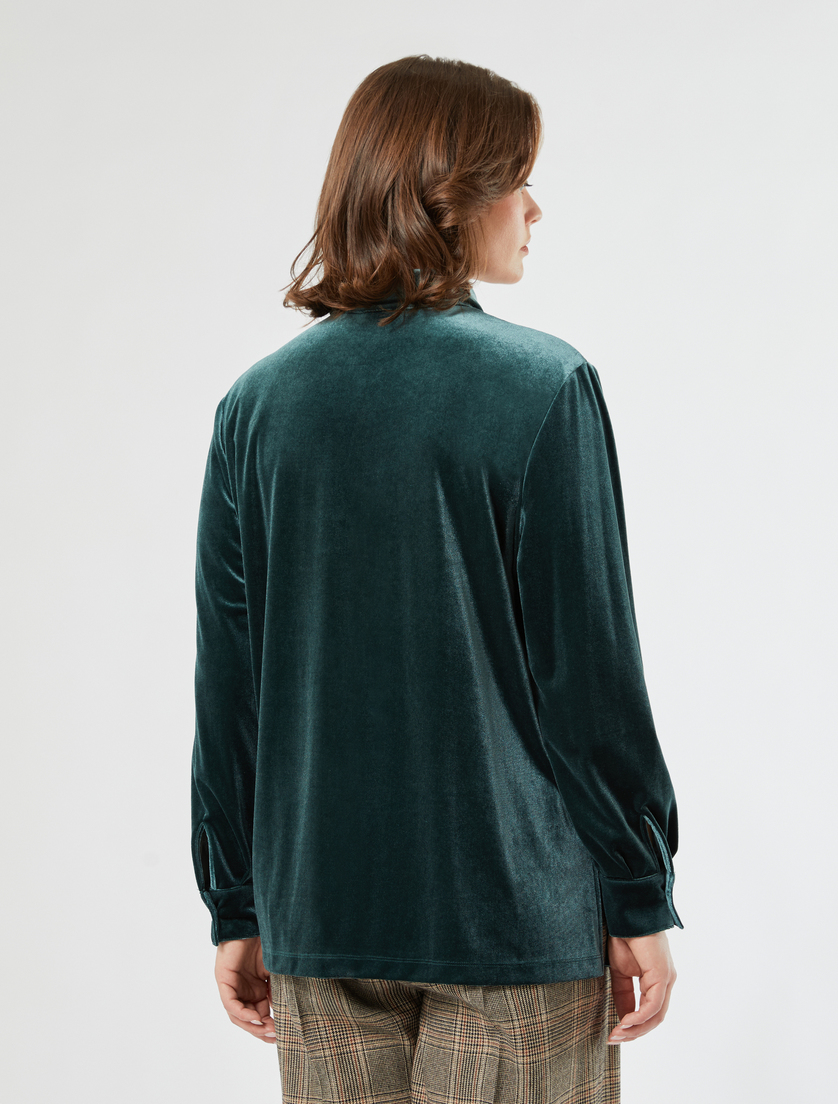 Velvet jersey shirt - DARK GREEN - Marina Rinaldi - 4