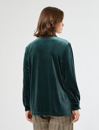 Velvet jersey shirt - DARK GREEN - Marina Rinaldi - 4