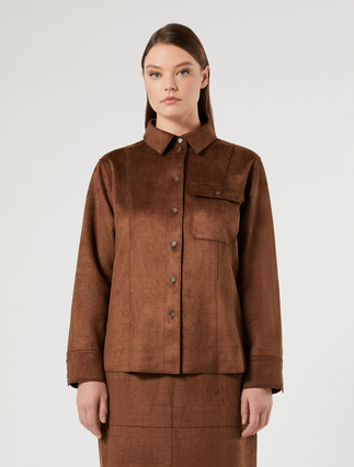 Sueded jersey shirt - TOBACCO