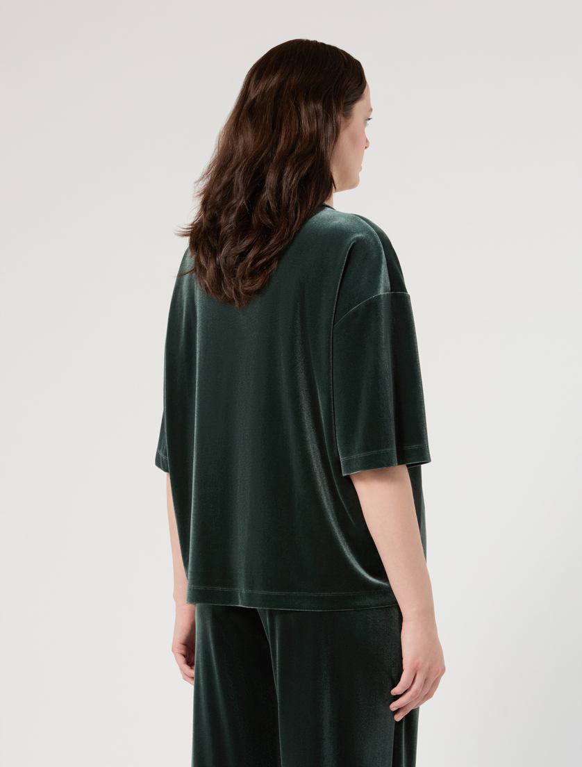 T-shirt in jersey di velluto - VERDE BOSCO - Marina Rinaldi - 4