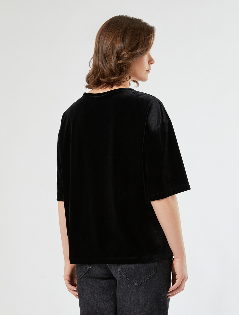 Velvet jersey T-shirt - BLACK - Marina Rinaldi - 4