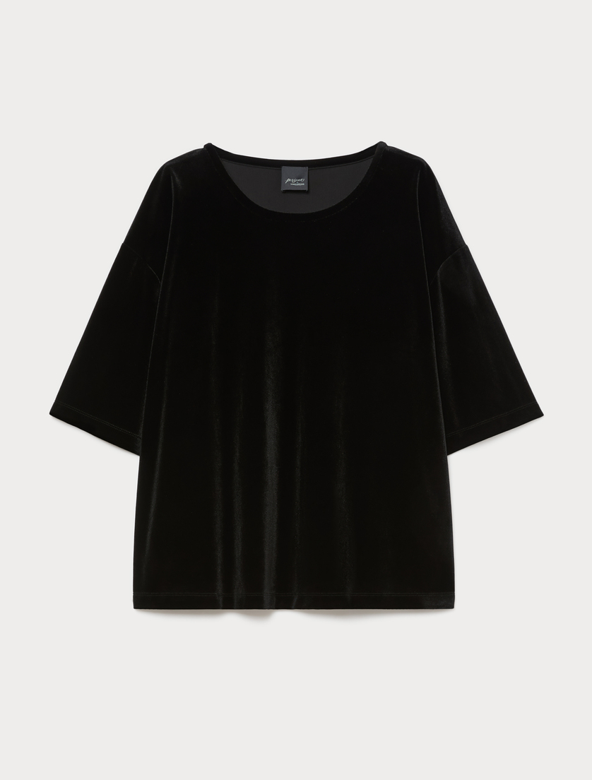 Velvet jersey T-shirt - BLACK - Marina Rinaldi