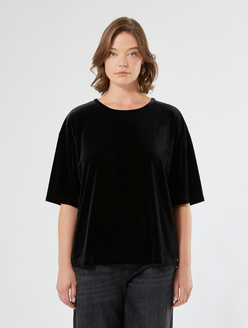 Velvet jersey T-shirt - BLACK - Marina Rinaldi - 3