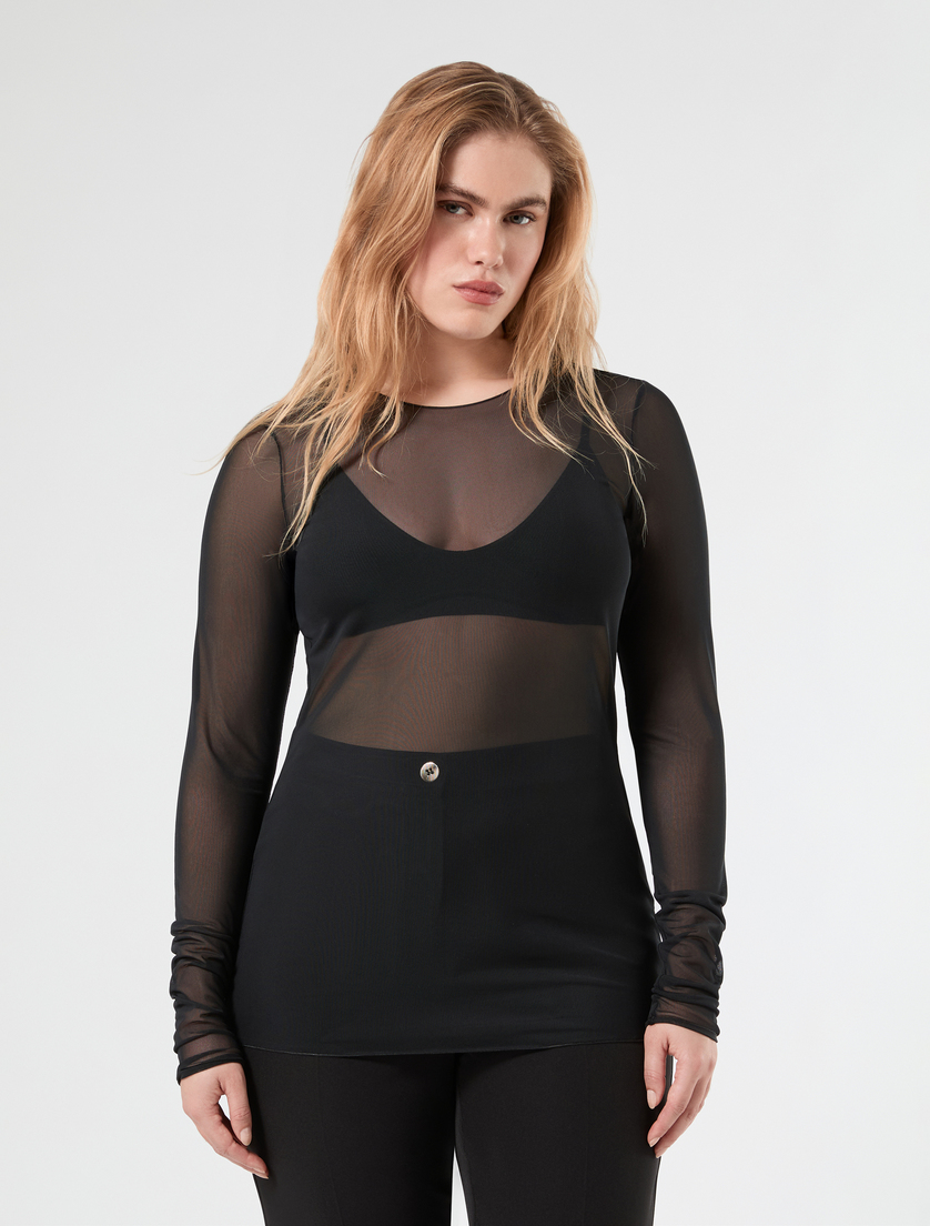T-shirt in tulle - NERO - Marina Rinaldi - 3