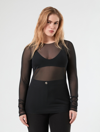 T-shirt in tulle - NERO - Marina Rinaldi - 3
