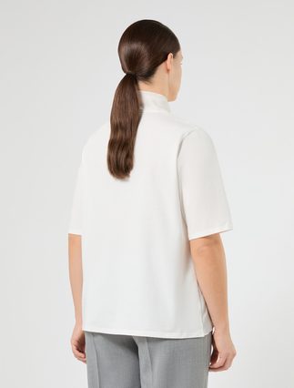 Jersey and crepe de chine T-shirt - WHITE - Marina Rinaldi - 4