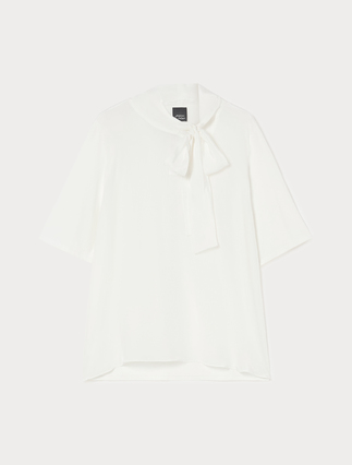 Jersey and crepe de chine T-shirt - Marina Rinaldi