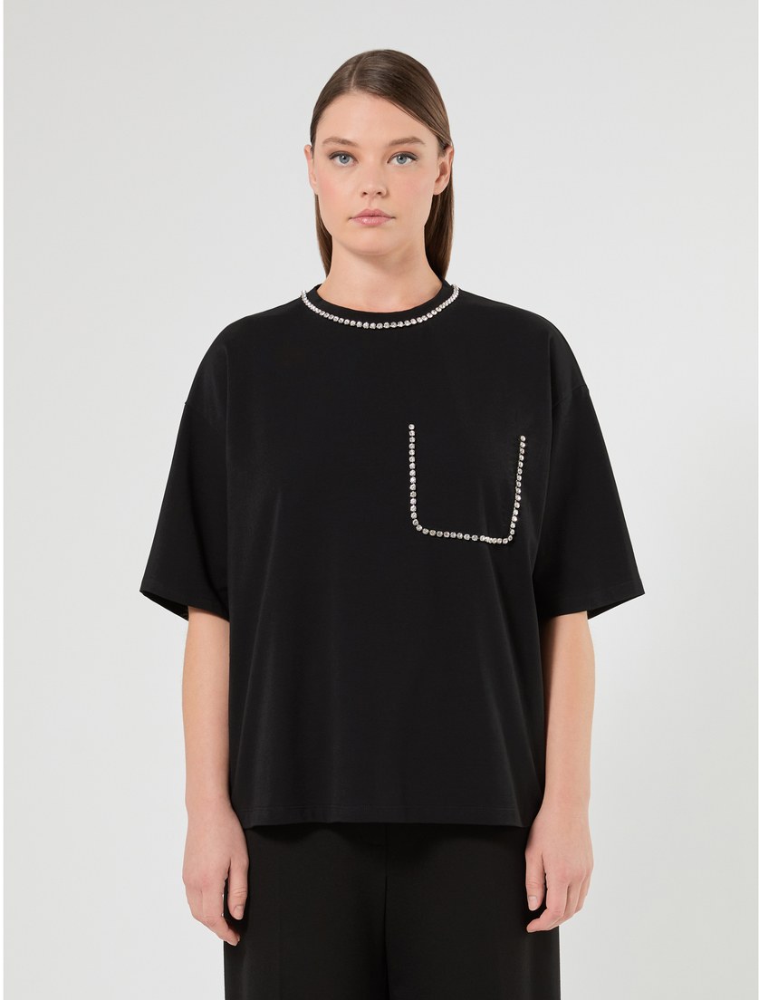 T-shirt in jersey di cotone stretch - NERO - Marina Rinaldi - 3