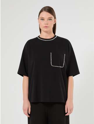 T-shirt in jersey di cotone stretch - NERO - Marina Rinaldi - 3