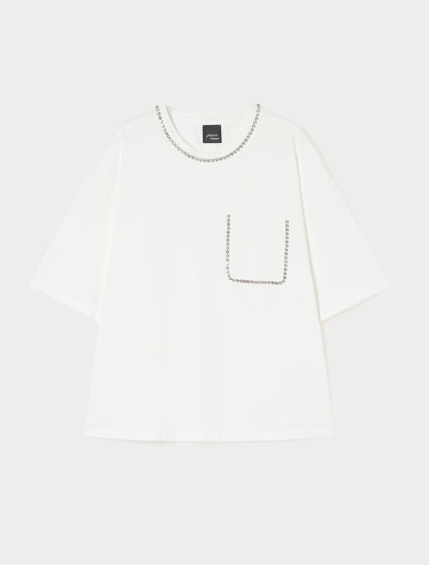 Stretch cotton jersey T-shirt - WHITE - Marina Rinaldi