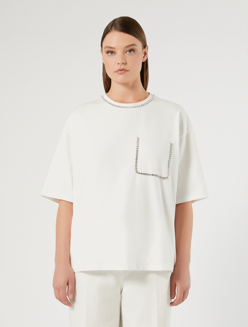 Stretch cotton jersey T-shirt - WHITE - Marina Rinaldi - 3