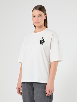Stretch cotton jersey T-shirt - WHITE
