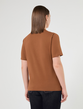 Stretch cotton jersey T-shirt - TOBACCO - Marina Rinaldi - 4