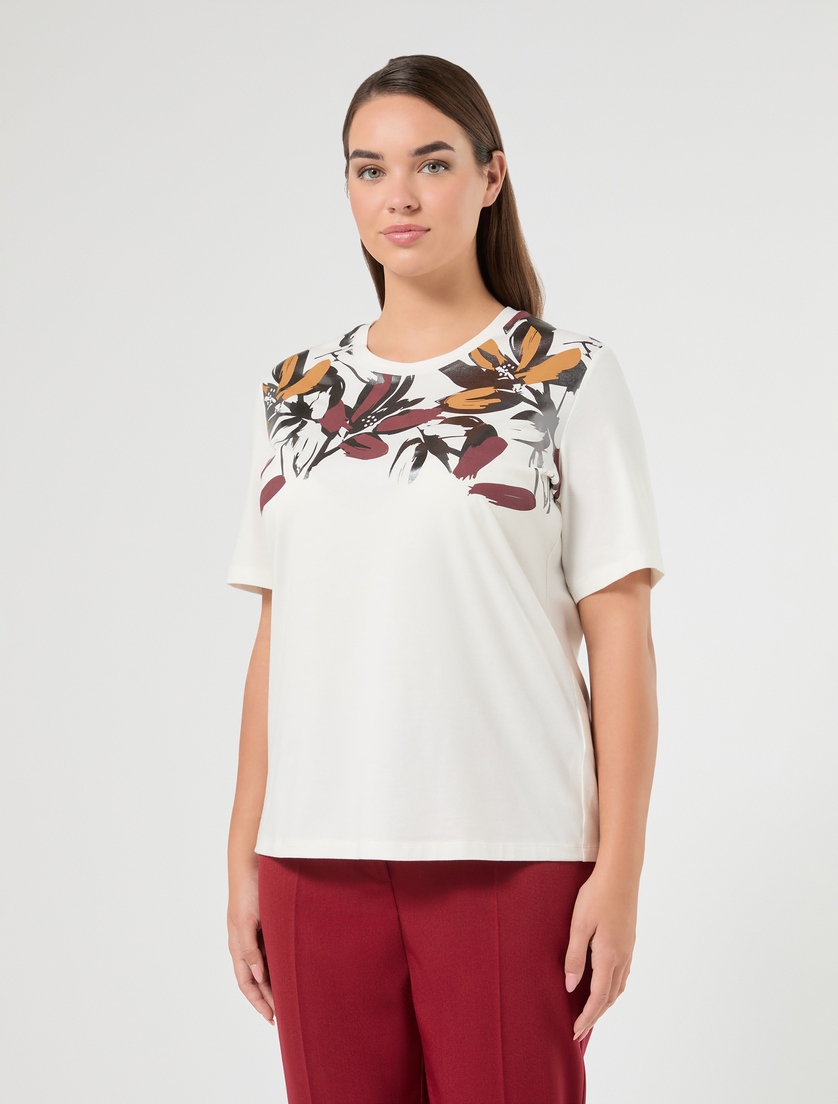 T-shirt in jersey di cotone stretch - BIANCO - Marina Rinaldi - 3
