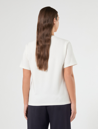 Stretch cotton jersey T-shirt - OPTICAL WHITE - Marina Rinaldi - 4