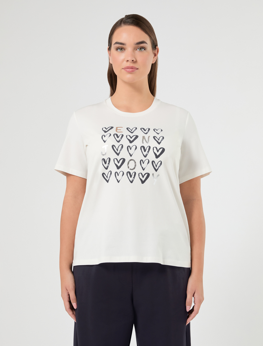 Stretch cotton jersey T-shirt - OPTICAL WHITE - Marina Rinaldi - 3