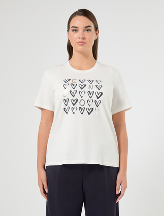 Stretch cotton jersey T-shirt - OPTICAL WHITE - Marina Rinaldi - 3