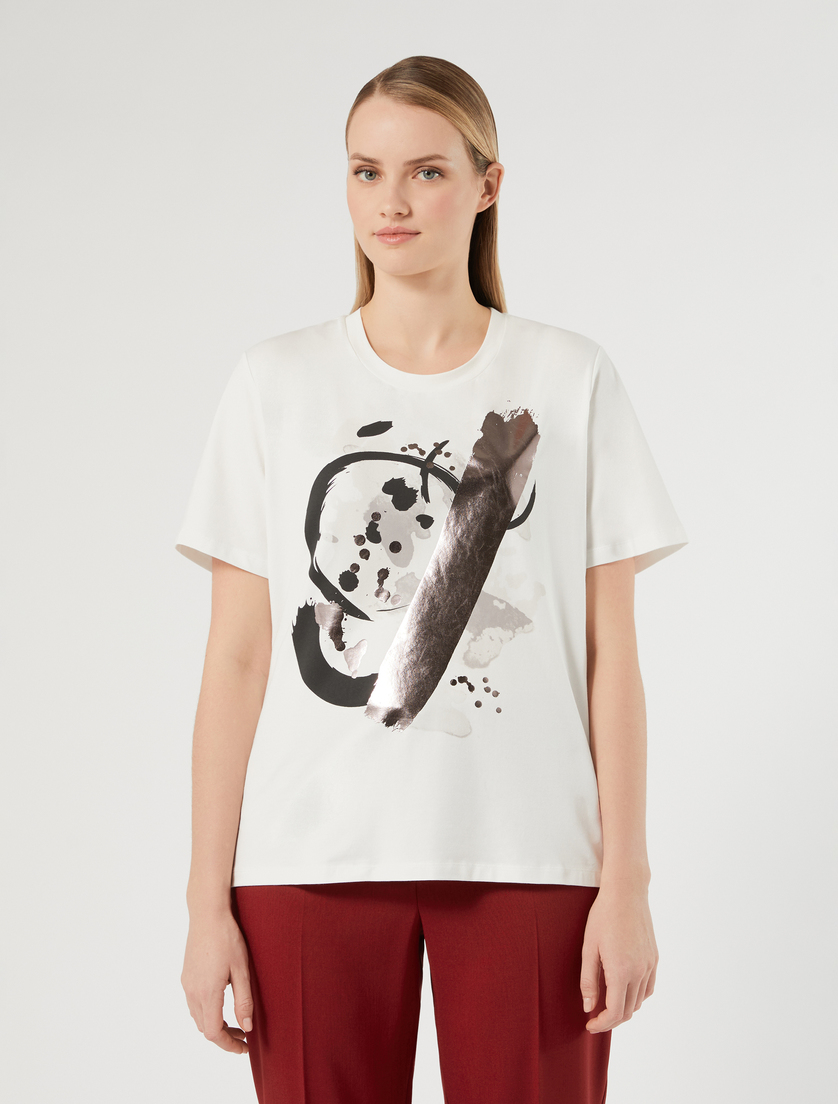 T-shirt in jersey di cotone stretch - BIANCO OTTICO - Marina Rinaldi - 3