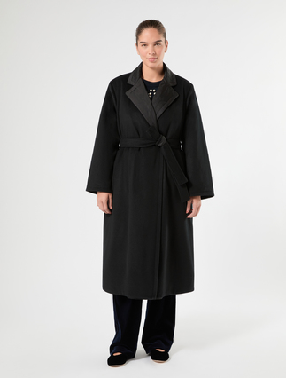 Reversible wool broadcloth coat - BLACK - Marina Rinaldi - 3