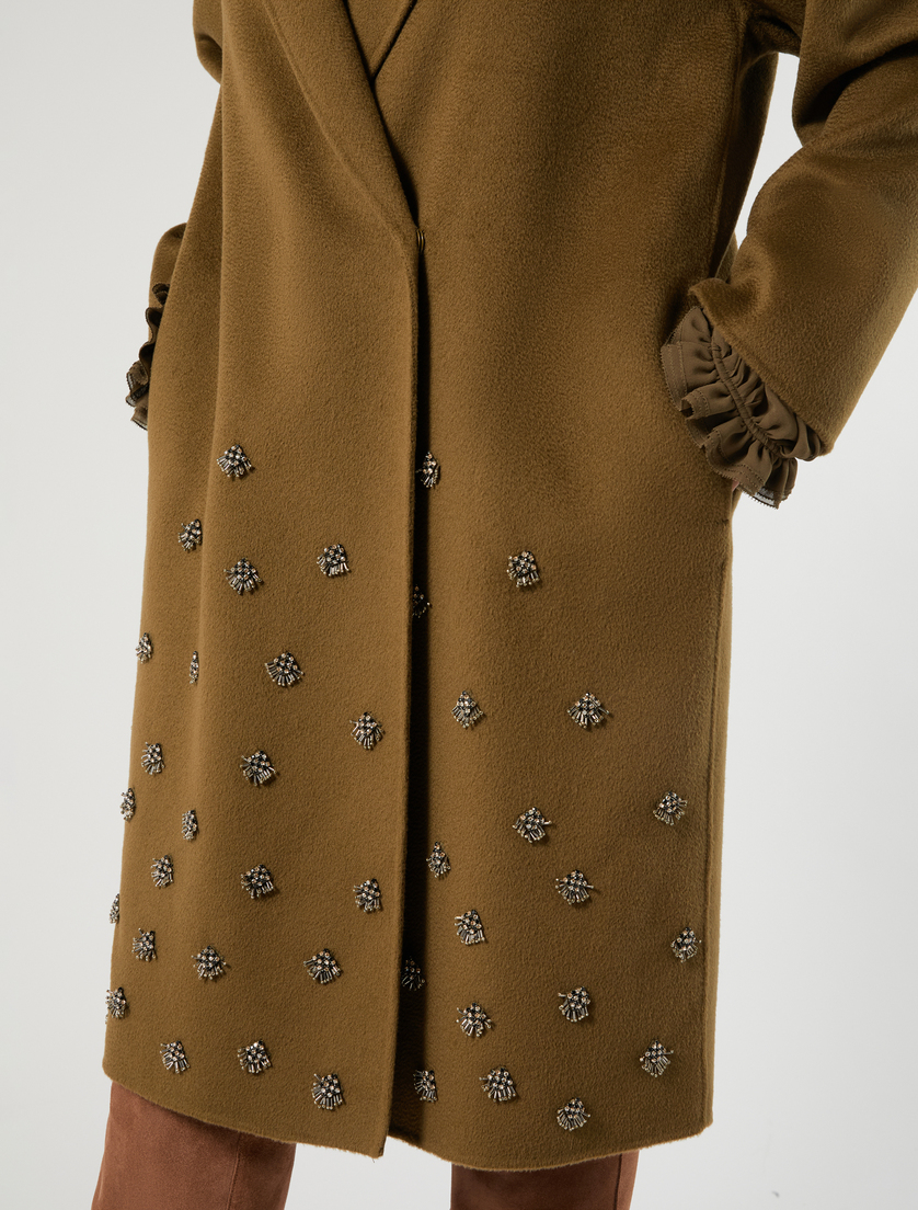Embroidered double wool coat - KAKI - Marina Rinaldi - 5