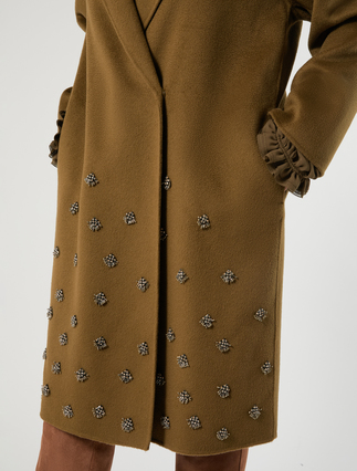 Embroidered double wool coat - KAKI - Marina Rinaldi - 5
