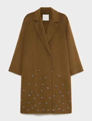 Embroidered double wool coat - Marina Rinaldi