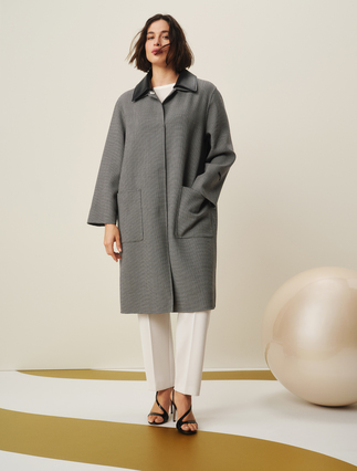 Double wool coat - WHITE BLACK