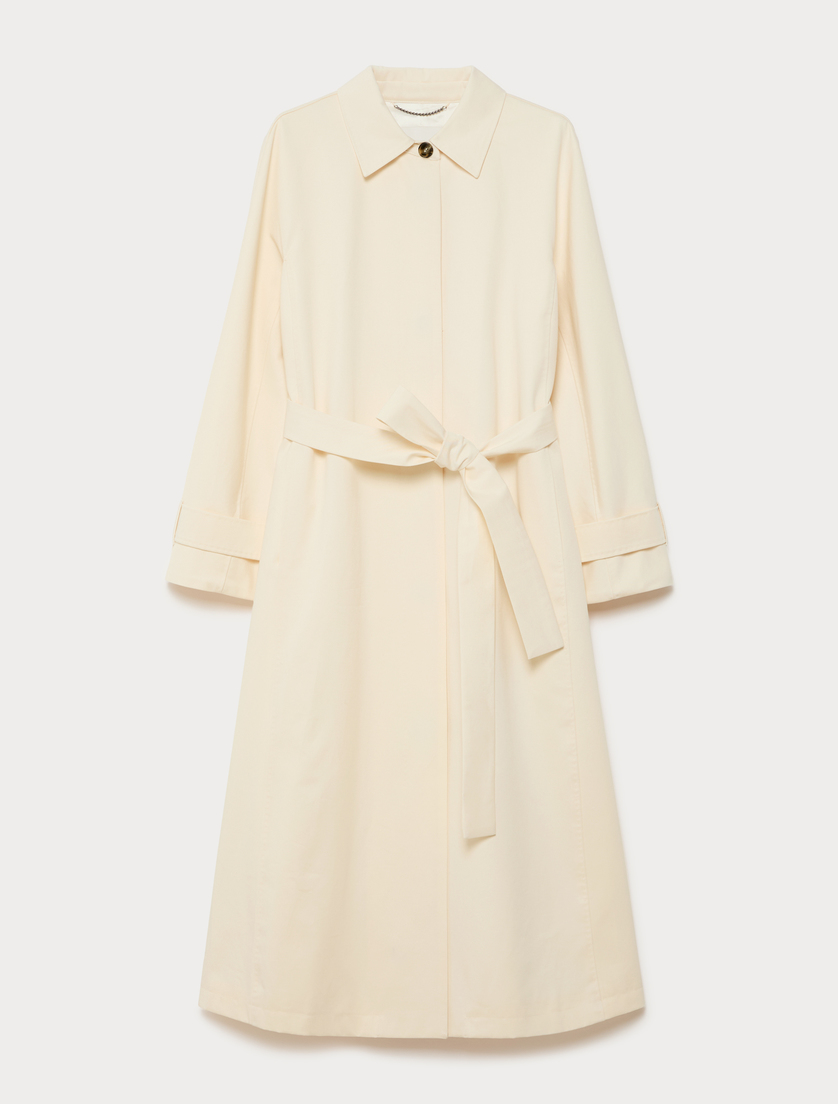Cotton gabardine trench coat - IVORY - Marina Rinaldi