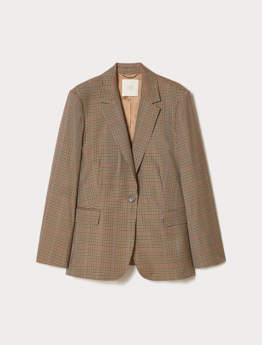 Wool check Batavia jacket - CAMEL - Marina Rinaldi