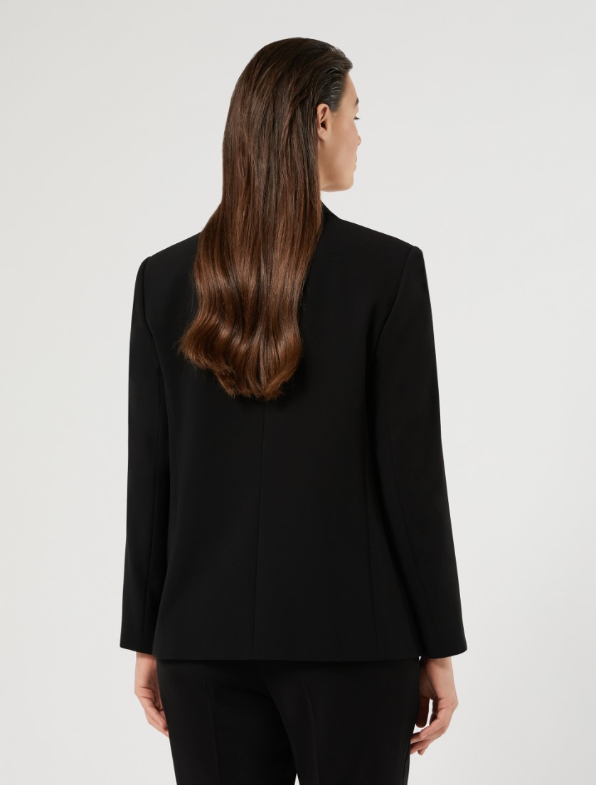 Single-breasted cady blazer jacket - BLACK - Marina Rinaldi - 4