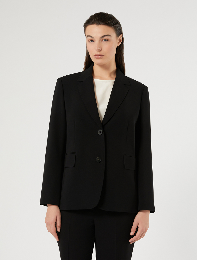 Single-breasted cady blazer jacket - BLACK - Marina Rinaldi - 3