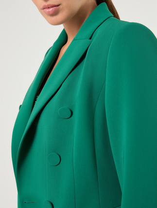 Double-breasted cady blazer jacket - EMERALD - Marina Rinaldi - 5