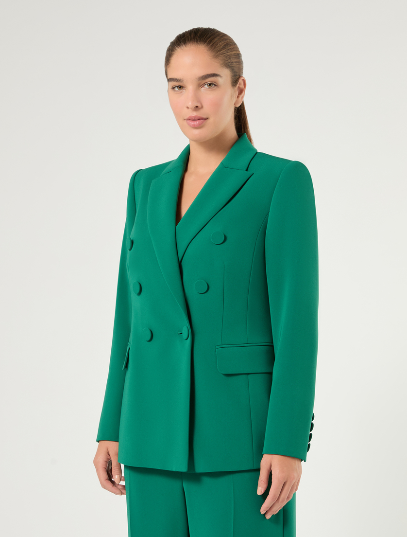 Double-breasted cady blazer jacket - EMERALD - Marina Rinaldi - 3