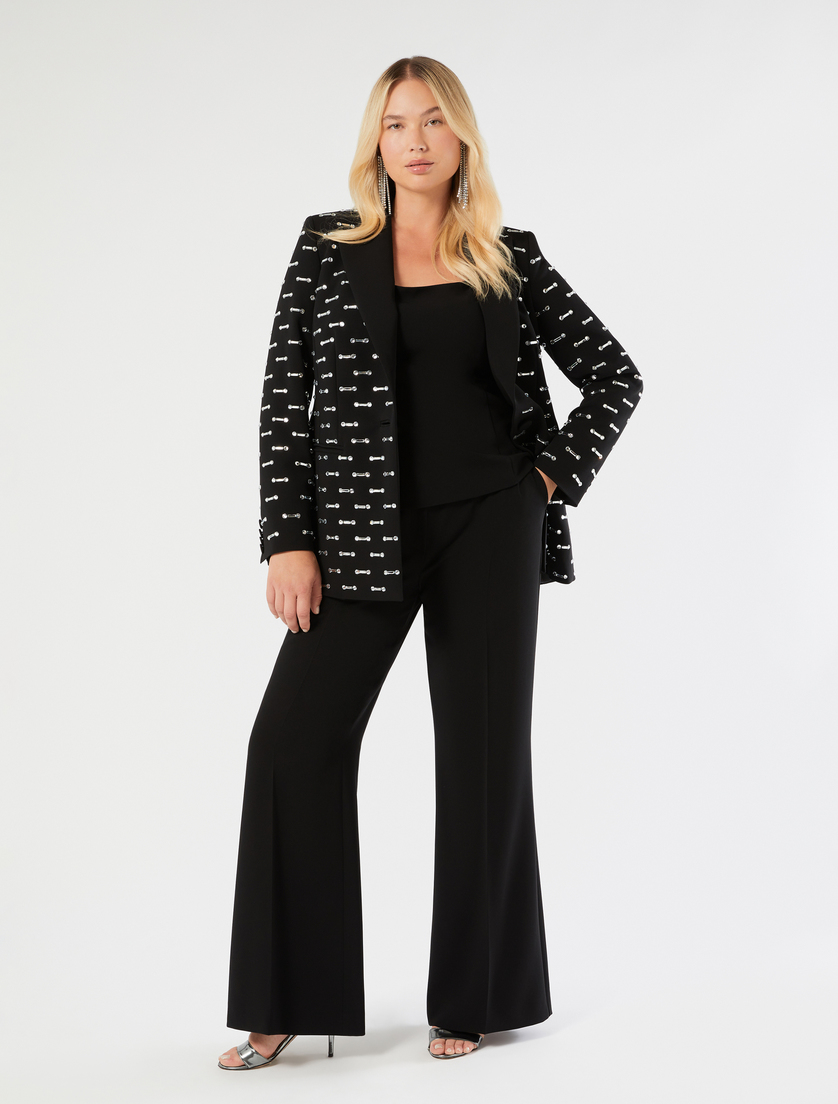Rhinestone-detail cady blazer jacket - BLACK - Marina Rinaldi - 2