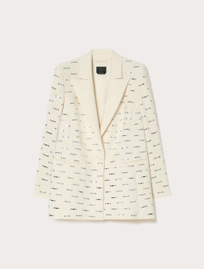 Rhinestone-detail cady blazer jacket - LIGHT YELLOW - Marina Rinaldi