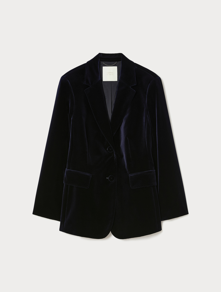 Velvet jacket - MIDNIGHTBLUE - Marina Rinaldi