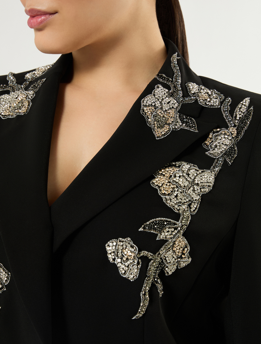 Embroidered cady blazer jacket - BLACK - Marina Rinaldi - 5