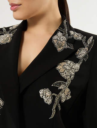Embroidered cady blazer jacket - BLACK - Marina Rinaldi - 5