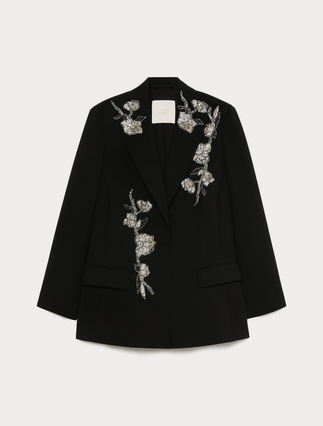 Embroidered cady blazer jacket - Marina Rinaldi