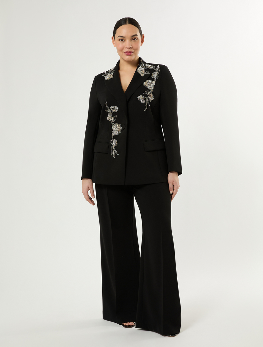 Embroidered cady blazer jacket - Marina Rinaldi