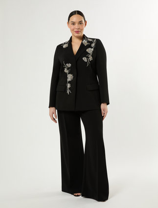 Embroidered cady blazer jacket - Marina Rinaldi