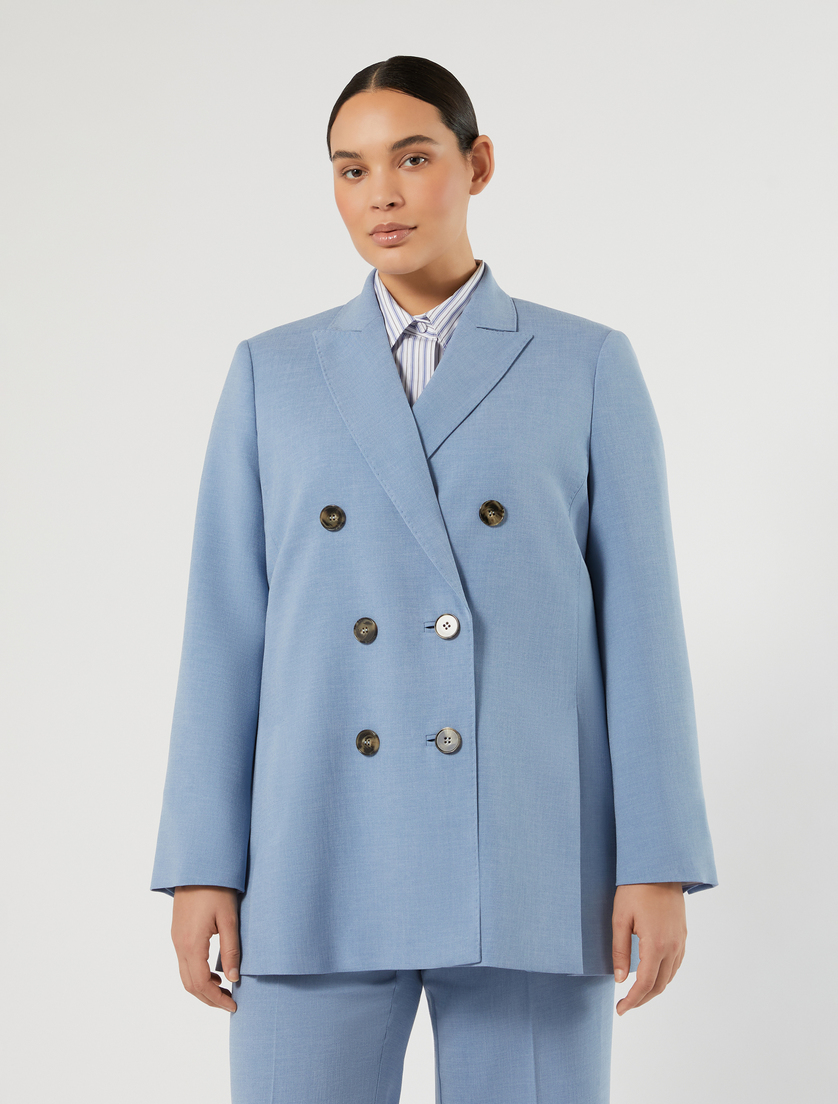 Cady mélange blazer jacket - LIGHT BLUE - Marina Rinaldi - 3