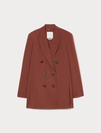 Veste blazer en cady mélangé - BRIQUE ROUGE - Marina Rinaldi - 1