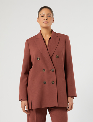 Cady mélange blazer jacket - BRICK RED