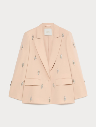Embroidered cady blazer jacket - Marina Rinaldi