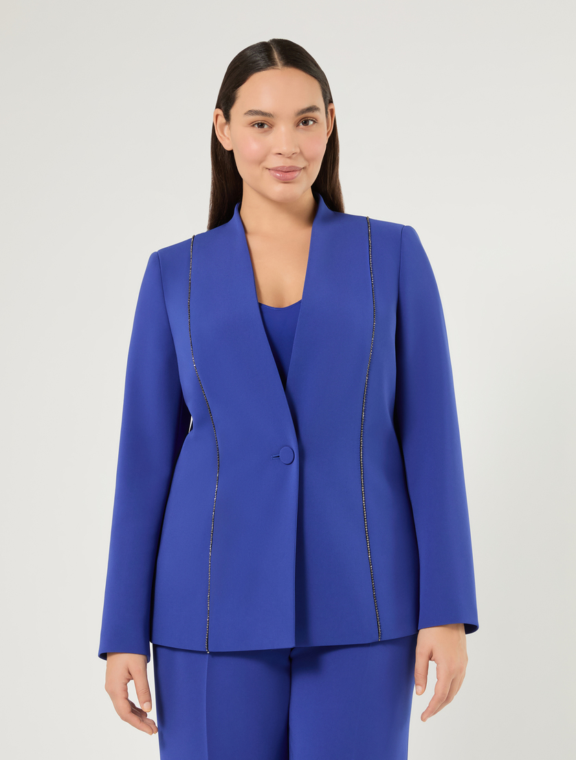 Rhinestone-adorned cady jacket - CORNFLOWER BLUE - Marina Rinaldi - 3